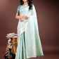 Shree Shyam Fashion Sea Green Linen Cotton Saree - Elegant Simplicity for Everyday Grace