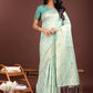Shree Shyam Fashion Elegant Sea Green Cotton Saree with Golden Zari Work - Graceful Comfort for Everyday & Festive Wear