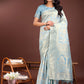 Shree Shyam Fashion Elegant Sky Blue Cotton Saree with Golden Zari Work - Graceful Comfort for Everyday & Festive Wear