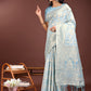 Shree Shyam Fashion Elegant Sky Blue Cotton Saree with Golden Zari Work - Graceful Comfort for Everyday & Festive Wear