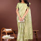 Shree Shyam Fashion Elegant Light Green Cotton Saree with Golden Zari Work - Graceful Comfort for Everyday & Festive Wear