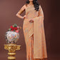 Shree Shyam Fashion Elegant Orange Linen Cotton Saree with Floral Weave & Soft Gold Pallu - Graceful Choice for Casual,Office & Festive Looks