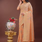 Shree Shyam Fashion Elegant Orange Linen Cotton Saree with Floral Weave & Soft Gold Pallu - Graceful Choice for Casual,Office & Festive Looks