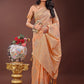 Shree Shyam Fashion Elegant Orange Linen Cotton Saree with Floral Weave & Soft Gold Pallu - Graceful Choice for Casual,Office & Festive Looks
