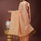 Shree Shyam Fashion Elegant Orange Linen Cotton Saree with Floral Weave & Soft Gold Pallu - Graceful Choice for Casual,Office & Festive Looks