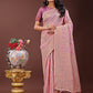Shree Shyam Fashion Elegant Light Pink Linen Cotton Saree with Floral Weave & Soft Gold Pallu - Graceful Choice for Casual,Office & Festive Looks