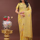 Shree Shyam Fashion Elegant Yellow Linen Cotton Saree with Floral Weave & Soft Gold Pallu - Graceful Choice for Casual,Office & Festive Looks