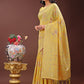 Shree Shyam Fashion Elegant Yellow Linen Cotton Saree with Floral Weave & Soft Gold Pallu - Graceful Choice for Casual,Office & Festive Looks