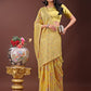 Shree Shyam Fashion Elegant Yellow Linen Cotton Saree with Floral Weave & Soft Gold Pallu - Graceful Choice for Casual,Office & Festive Looks