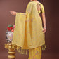 Shree Shyam Fashion Elegant Yellow Linen Cotton Saree with Floral Weave & Soft Gold Pallu - Graceful Choice for Casual,Office & Festive Looks
