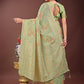 Shree Shyam Fashion Elegant Light Green Linen Cotton Saree with Floral Weave & Soft Gold Pallu - Graceful Choice for Casual,Office & Festive Looks