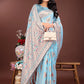 Shree Shyam Fashion Elegant Sky Blue Linen Saree with Intricate Woven Patterns - Lightweight Grace for Everyday and Festive Moments
