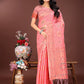 Shree Shyam Fashion Elegant Peach Linen Saree with Intricate Woven Patterns - Lightweight Grace for Everyday and Festive Moments