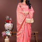 Shree Shyam Fashion Elegant Peach Linen Saree with Intricate Woven Patterns - Lightweight Grace for Everyday and Festive Moments