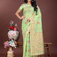 Shree Shyam Fashion Elegant Light Green Linen Saree with Intricate Woven Patterns - Lightweight Grace for Everyday and Festive Moments