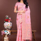 Shree Shyam Fashion Elegant Light Pink Linen Saree with Intricate Woven Patterns - Lightweight Grace for Everyday and Festive Moments