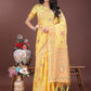 Shree Shyam Fashion Elegant Yellow Linen Saree with Intricate Woven Patterns - Lightweight Grace for Everyday and Festive Moments