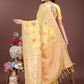 Shree Shyam Fashion Elegant Yellow Linen Saree with Intricate Woven Patterns - Lightweight Grace for Everyday and Festive Moments