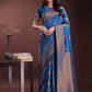 Astita Majestic Royal Blue Banarasi Silk Saree with Golden Zari - Timeless Indian Ethnic Elegance for Weddings & Festive Occasions | Swadesiicart