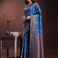 Astita Majestic Royal Blue Banarasi Silk Saree with Golden Zari - Timeless Indian Ethnic Elegance for Weddings & Festive Occasions | Swadesiicart