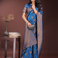 Astita Majestic Royal Blue Banarasi Silk Saree with Golden Zari - Timeless Indian Ethnic Elegance for Weddings & Festive Occasions | Swadesiicart