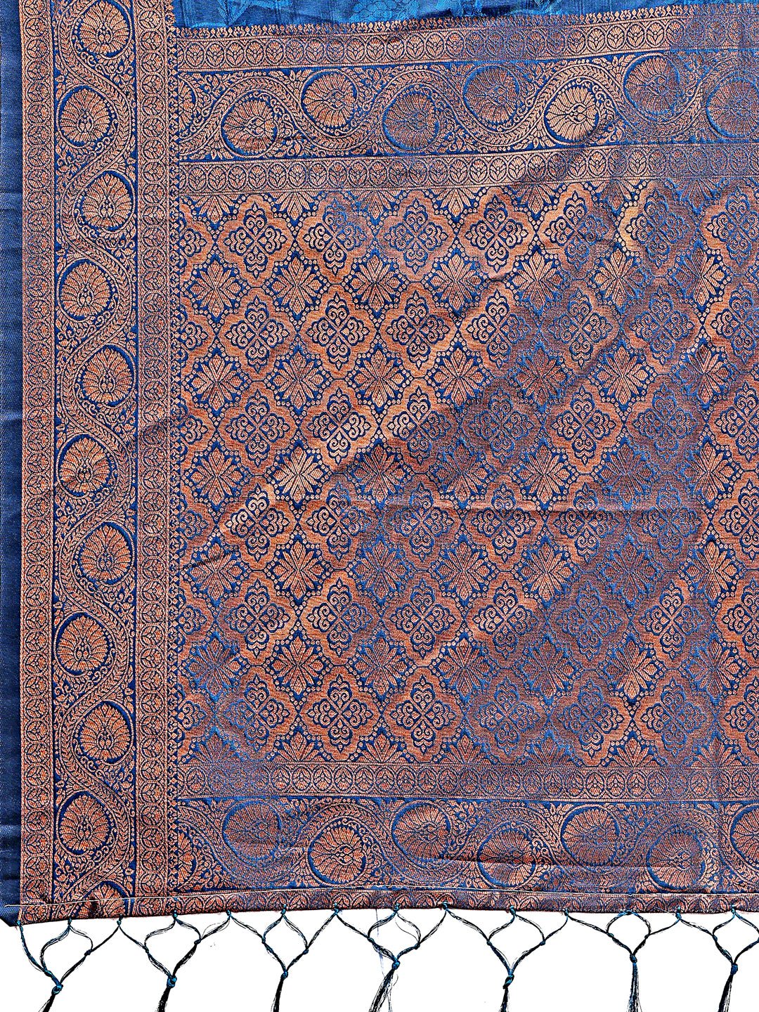 Astita Majestic Royal Blue Banarasi Silk Saree with Golden Zari - Timeless Indian Ethnic Elegance for Weddings & Festive Occasions | Swadesiicart