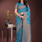 Astita Majestic Teal Banarasi Silk Saree with Golden Zari - Timeless Indian Ethnic Elegance for Weddings & Festive Occasions | Swadesiicart