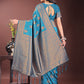 Astita Majestic Teal Banarasi Silk Saree with Golden Zari - Timeless Indian Ethnic Elegance for Weddings & Festive Occasions | Swadesiicart