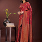 Astita Majestic Maroon Banarasi Silk Saree with Golden Zari - Timeless Indian Ethnic Elegance for Weddings & Festive Occasions | Swadesiicart