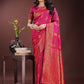 Astita Majestic Magenta Banarasi Silk Saree with Golden Zari - Timeless Indian Ethnic Elegance for Weddings & Festive Occasions | Swadesiicart