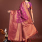 Shree Shyam Fashion Purple Linen Cotton Saree with Golden Zari Leaf Woven Design & Rich Pallu - Festive Wear | Office Look | Soft Drape