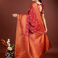 Shree Shyam Fashion Maroon Linen Cotton Saree with Golden Zari Leaf Woven Design & Rich Pallu - Festive Wear | Office Look | Soft Drape
