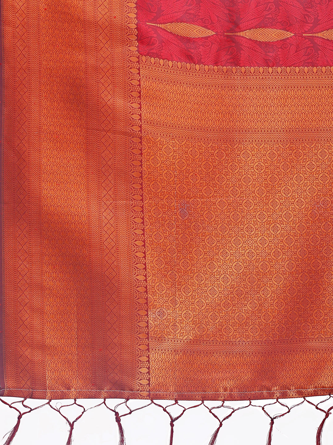 Shree Shyam Fashion Maroon Linen Cotton Saree with Golden Zari Leaf Woven Design & Rich Pallu - Festive Wear | Office Look | Soft Drape