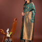 Shree Shyam Fashion Green Linen Cotton Saree with Golden Zari Leaf Woven Design & Rich Pallu - Festive Wear | Office Look | Soft Drape