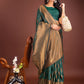 Shree Shyam Fashion Green Linen Cotton Saree with Golden Zari Leaf Woven Design & Rich Pallu - Festive Wear | Office Look | Soft Drape