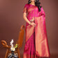 Shree Shyam Fashion Magenta Linen Cotton Saree with Golden Zari Leaf Woven Design & Rich Pallu - Festive Wear | Office Look | Soft Drape