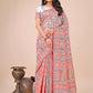 Shree Shyam Fashion Elegant White Jacquard Linen Cotton Saree with Traditional Multicolor Weave & Tassel Pallu - Festive & Casual Wear for Women