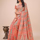 Shree Shyam Fashion Elegant Cream Jacquard Linen Cotton Saree with Traditional Multicolor Weave & Tassel Pallu - Festive & Casual Wear for Women