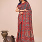 Shree Shyam Fashion Elegant Red Jacquard Linen Cotton Saree with Traditional Multicolor Weave & Tassel Pallu - Festive & Casual Wear for Women
