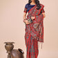 Shree Shyam Fashion Elegant Red Jacquard Linen Cotton Saree with Traditional Multicolor Weave & Tassel Pallu - Festive & Casual Wear for Women