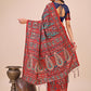 Shree Shyam Fashion Elegant Red Jacquard Linen Cotton Saree with Traditional Multicolor Weave & Tassel Pallu - Festive & Casual Wear for Women