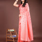 Shree Shyam Fashion Peach Linen Cotton Woven Zari Work Traditional Tassel Saree