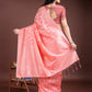 Shree Shyam Fashion Peach Linen Cotton Woven Zari Work Traditional Tassel Saree