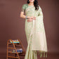 Shree Shyam Fashion Light Green Linen Cotton Woven Zari Work Traditional Tassel Saree