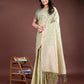 Shree Shyam Fashion Light Green Linen Cotton Woven Zari Work Traditional Tassel Saree