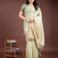 Shree Shyam Fashion Light Green Linen Cotton Woven Zari Work Traditional Tassel Saree