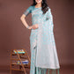 Shree Shyam Fashion Sea Green Linen Cotton Woven Zari Work Traditional Tassel Saree
