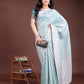 Shree Shyam Fashion Sea Green Linen Cotton Woven Zari Work Traditional Tassel Saree
