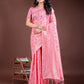 Shree Shyam Fashion Pink Linen Cotton Woven Zari Work Traditional Tassel Saree