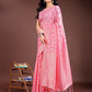 Shree Shyam Fashion Pink Linen Cotton Woven Zari Work Traditional Tassel Saree